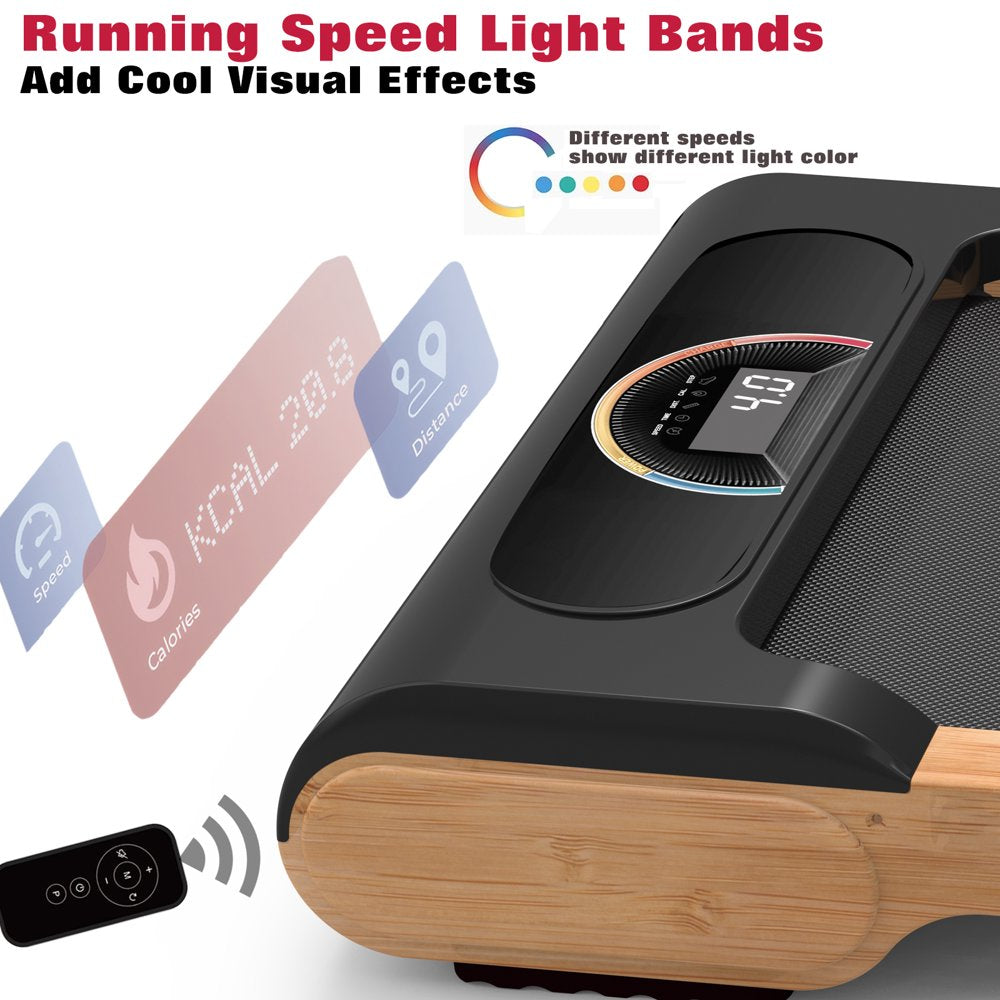 Walking Pad, High Grade Wood under Desk Treadmill 300LBS Capacity, Max 3.5 HP Electric Treadmill for Home Office Installation-Free with Remote Control LED Display High,Sound Quality Speaker