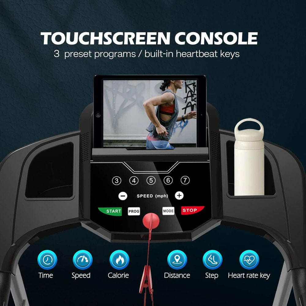 2.5 HP Foldable Electric Treadmill Running Machine with 3 Pre-Set Programs 7.4 MPH Max Speed LCD Display for Home Use Fast-Burning Walking Treadmill