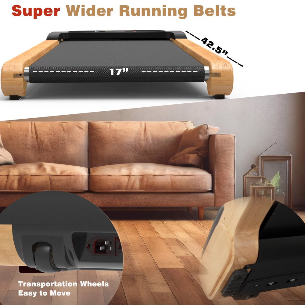 Walking Pad, High Grade Wood under Desk Treadmill 300LBS Capacity, Max 3.5 HP Electric Treadmill for Home Office Installation-Free with Remote Control LED Display High,Sound Quality Speaker