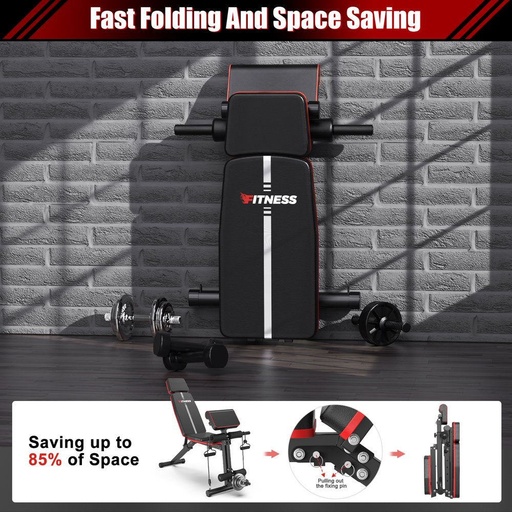 770 LB Adjustable Weight Bench Foldable Workout Bench Press for Full Body Strength Training, Incline Decline Bench with Fast Folding