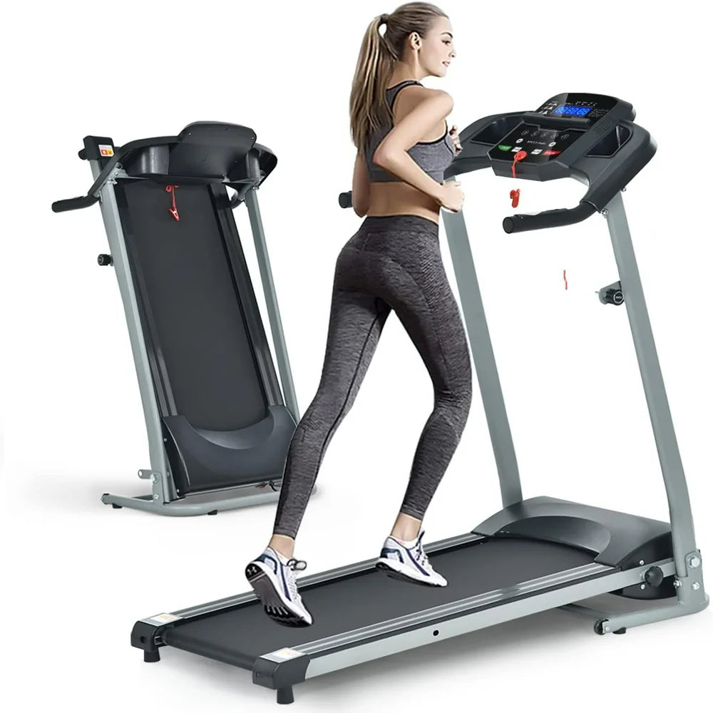 2.5 HP Foldable Electric Treadmill Running Machine with 3 Pre-Set Programs 7.4 MPH Max Speed LCD Display for Home Use Fast-Burning Walking Treadmill