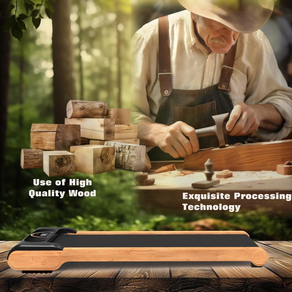 Walking Pad, High Grade Wood under Desk Treadmill 300LBS Capacity, Max 3.5 HP Electric Treadmill for Home Office Installation-Free with Remote Control LED Display High,Sound Quality Speaker
