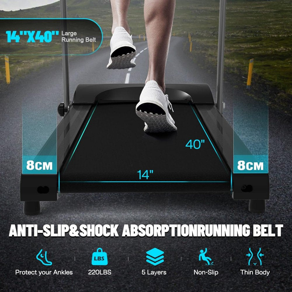 2.5 HP Foldable Electric Treadmill Running Machine with 3 Pre-Set Programs 7.4 MPH Max Speed LCD Display for Home Use Fast-Burning Walking Treadmill