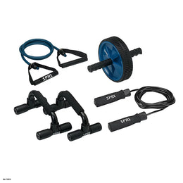 Home Gym Essentials Kit | Includes Jump Rope | Push-Up Bars | Ab Wheel and Medium Resistance Tube Home Gym Essentials Kit, Includes Jump Rope, Push-Up Bars, Ab Wheel and Medium Resistance Tube
