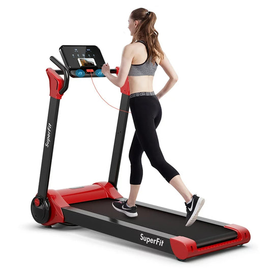 Superfit 2.25HP Folding Electric Motorized Treadmill with Speaker White